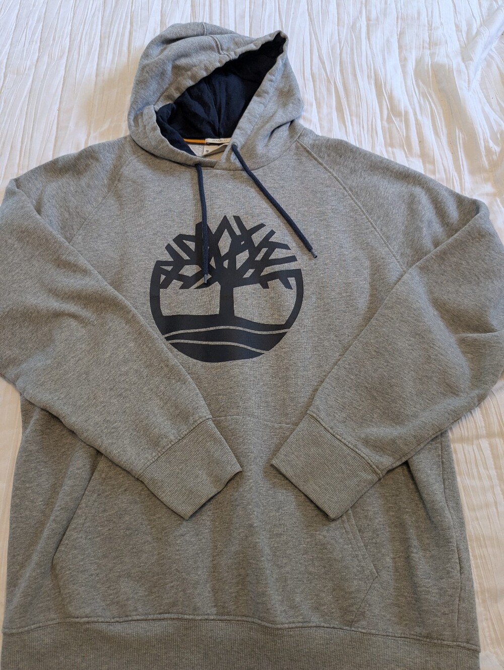 Timberland Grey Pullover Hoodie with Navy Tree Logo